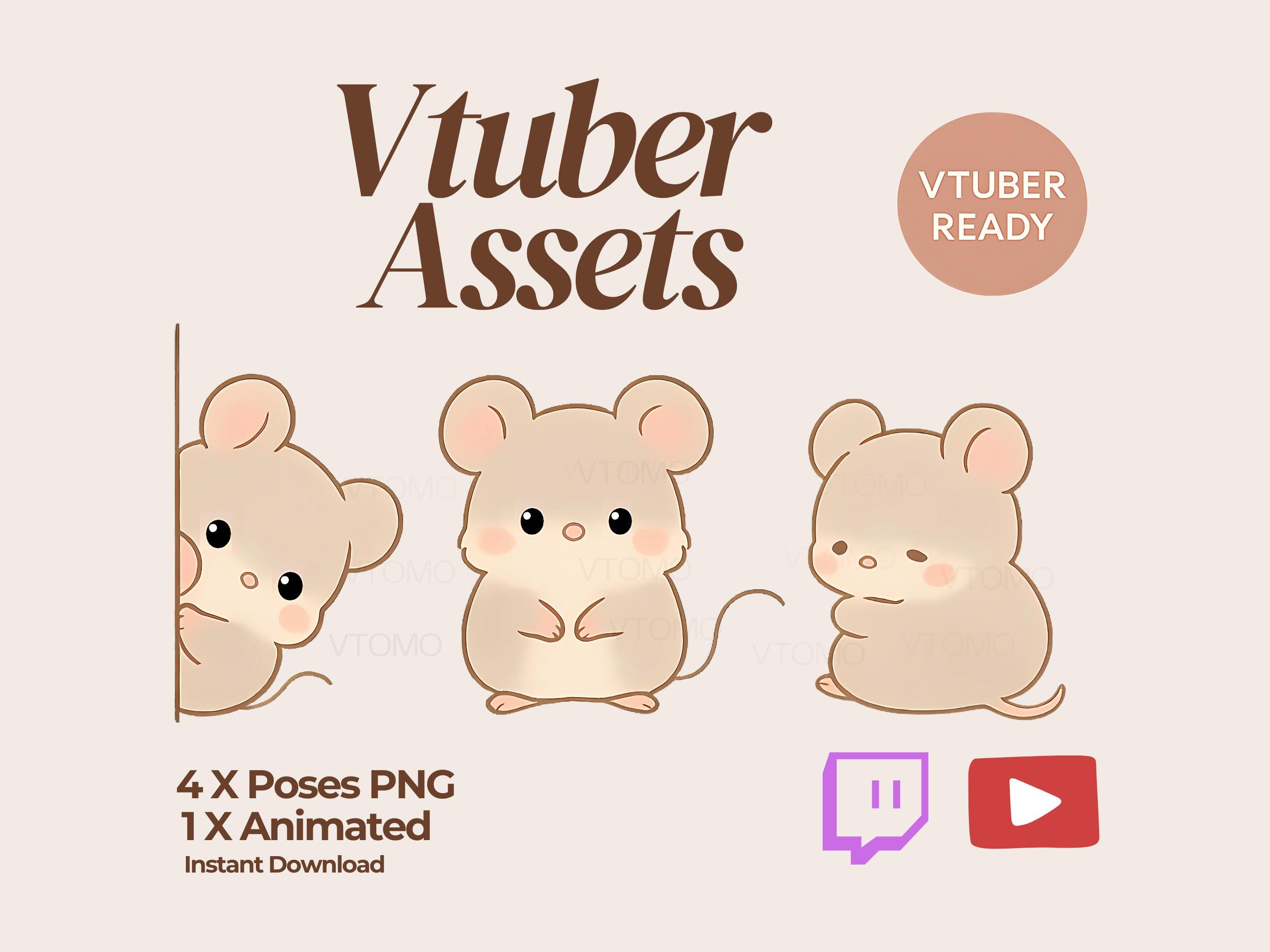 Mimu Cozy Mouse PNGTuber Asset | Minimalist Chibi Vtuber Pet Overlay Model