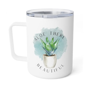 Aloe Vera Coffee Mug, Plant Themed gift, Plant Lover, Plants, Minimalist Design,  Gardening, funny coffee mug, succulent, Insulated