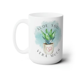 Aloe Vera Lover Coffee Mug, Plant Themed gift, Plant Lover, Plants, Minimalist Design,  Gardening, Punny mug, funny coffee mug, succulent
