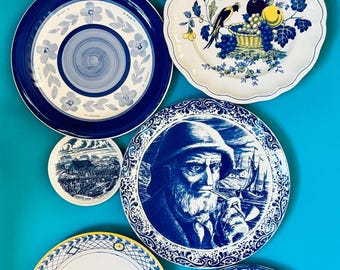 Start Your Plate Wall!  Vintage Blue and White Plates to Mix and Match