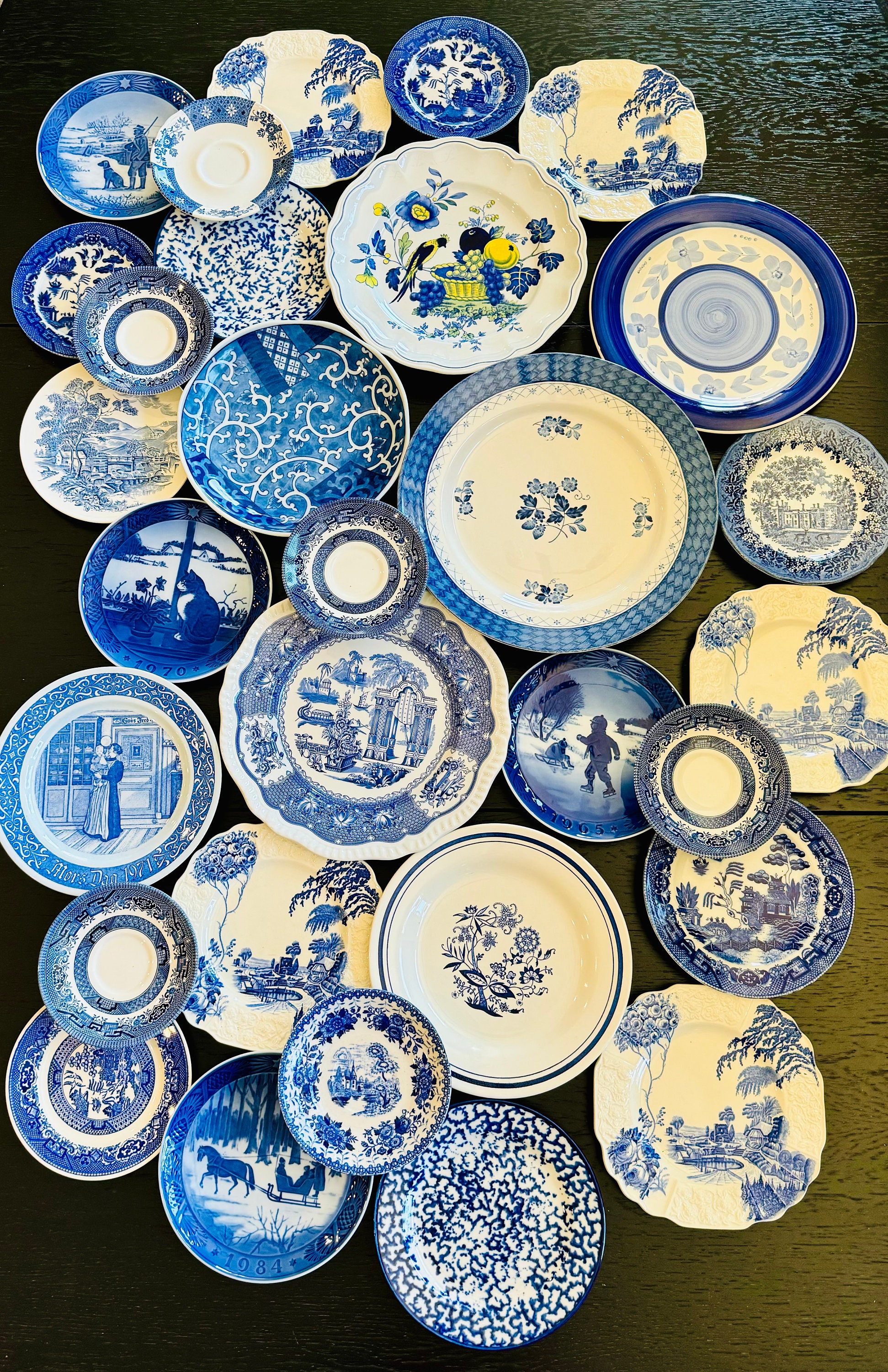Plate Wall - Blue and White Saucers and Small Plates for Decor or Dining