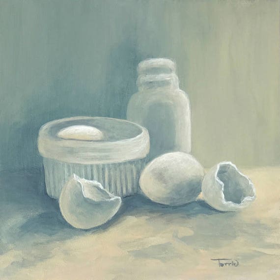 More White 6 X 6 Original Still Life Painting on Ampersand Gessobord by  Torrie Smiley 