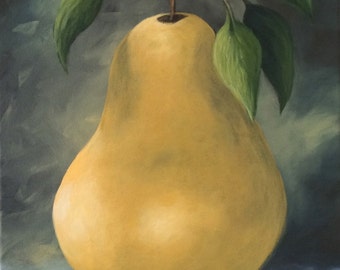 The Treasured Pear  16" x 20" Original Still Life Pear Painting on Gallery Wrapped Canvas by Torrie Smiley