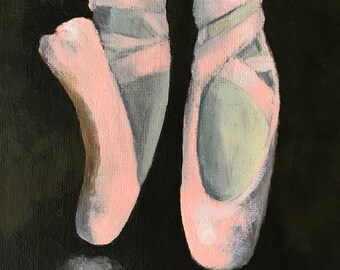 Ballerina on Point  5" x 7" Original Ballet Dancer Painting by Torrie Smiley