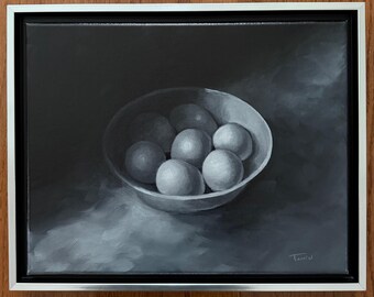 Original Oil Painting - Still Life Eggs Framed by Torrie Smiley