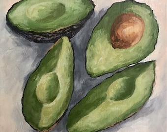 Avocado Bunch 8" x  8" Original Avocado Painting on Gallery Wrapped Canvas by Torrie Smiley