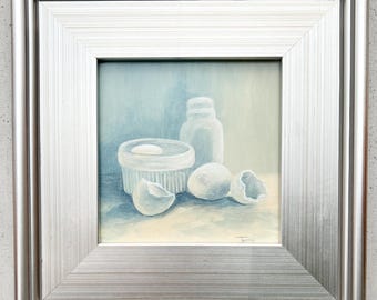 Original Oil Painting framed Still Life More White on White by Torrie Smiley