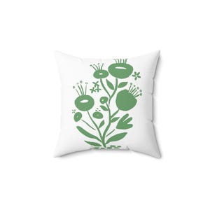 Oreiller carré, motif floral moderne vert chasseur - Décoration d'intérieur, Coussin de canapé, Accessoires de salon, Coussin décoratif, Coussin de chambre à coucher