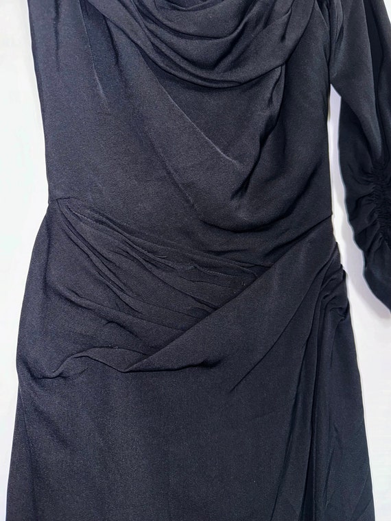 Ceil Chapman 1950s Prestine Black Draped Dress - image 2