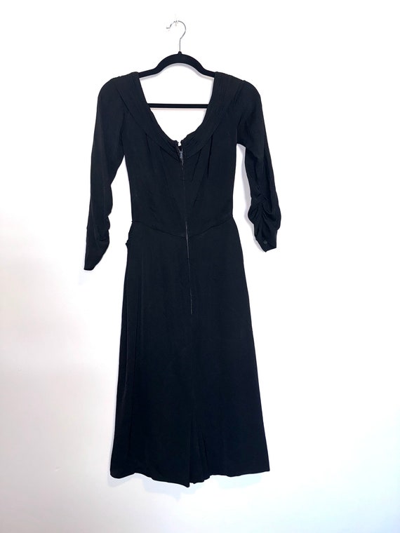 Ceil Chapman 1950s Prestine Black Draped Dress - image 4
