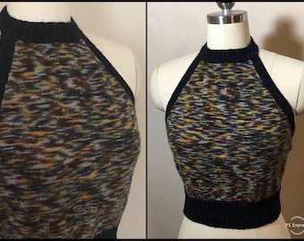 HANDGESTRICKTE 1950er Jahre Space-Dyed Bikini-Top (Reproduktion), Größe S