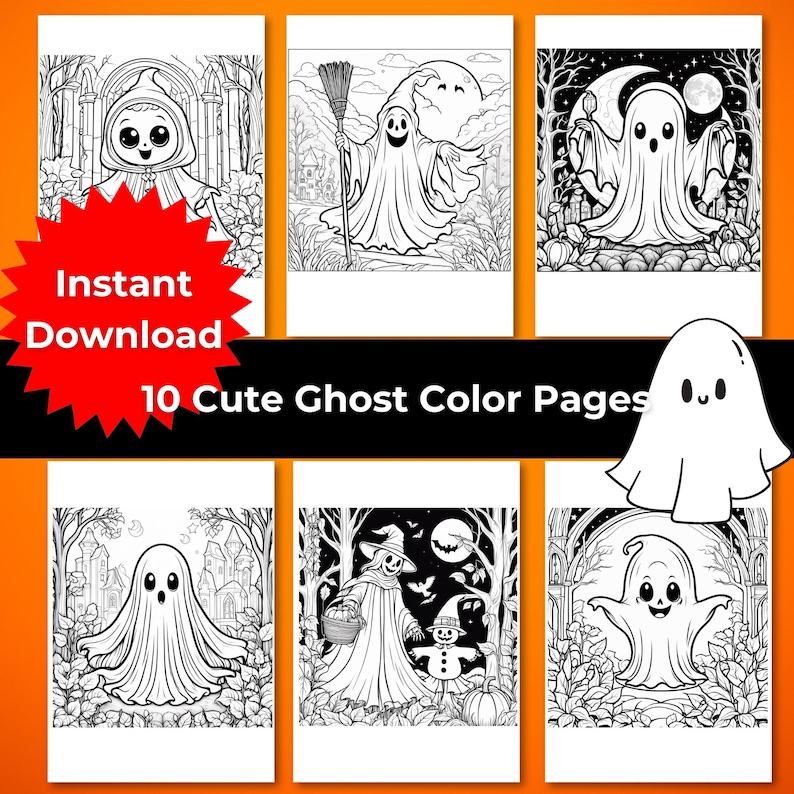 Cute Halloween Ghost Coloring Pages, Halloween Coloring Pages ...