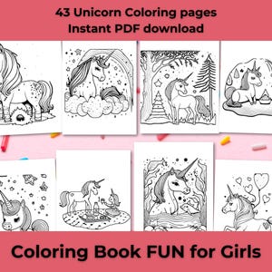 40 Unicorn Coloring Pages, Unicorn Printables, Unicorn Coloring Book, Unicorn Birthday Activaty, Printable Coloring, DIGITAL