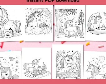 40 Unicorn Coloring Pages, Unicorn Printables, Unicorn Coloring Book, Unicorn Birthday Activaty, Printable Coloring, DIGITAL