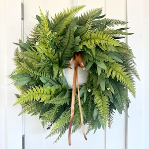 Eucalyptus & Fern Wreath: Modern Farmhouse All Seasons Door Wreath