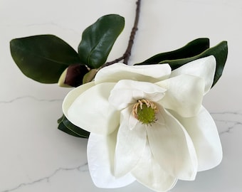 Real Touch Large Magnolia Blossom and Bud, High Quality Realistic Flowers for bouquet, floral arrangements, Event, Wedding, Home Decor