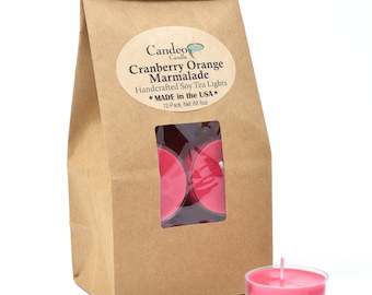 Cranberry Orange Marmalade, Soy Tea Light 12-Pack
