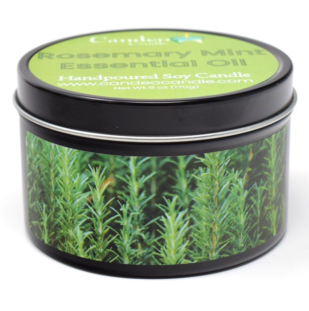 Rosemary Mint Essential Oil, 6oz Soy Candle Tin - Etsy