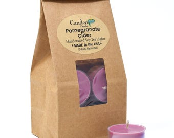 Pomegranate Cider, Fall Soy Tea Lights, 12-Pack