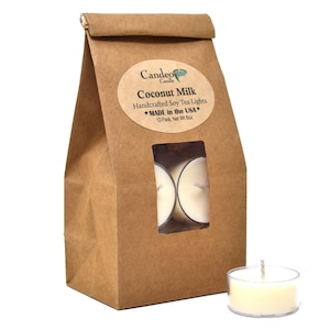 Coconut Milk, Soy Tea Lights, 12-Pack, Burns 5+ Hours Each