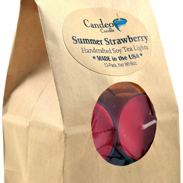 Summer Strawberry, Soy Tea Light 12-Pack