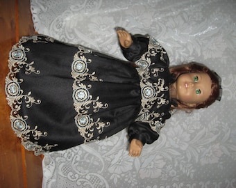 SALE!!   OOAK Black Imported Embroidered Tulle Lace Gown With Accessories for American Girl Doll