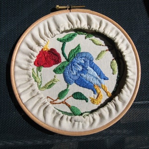 Colonial Floral Hand Embroidered Hoop Wall Art image 4