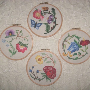 Colonial Floral Hand Embroidered Hoop Wall Art image 5