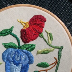 Colonial Floral Hand Embroidered Hoop Wall Art image 2