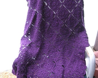 REDUCED ***Hand Crocheted Violet Filigree Afghan