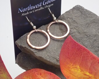 Copper Hammered Hoop Earrings