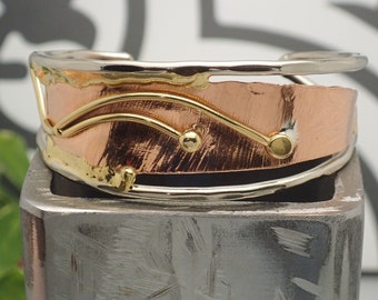 Bronze, Copper, & Silver Statement Cuff Bracelet