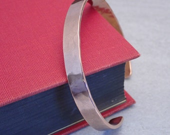 Handmade Solid Copper Cuff Bracelet - Thinner Hammered