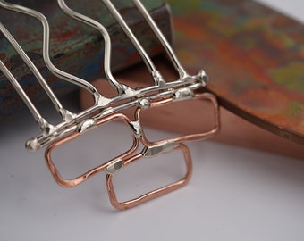 Copper & Silver Hair Comb, Hair Fork, Hair Stick, Hair Pin, Hair Accessory