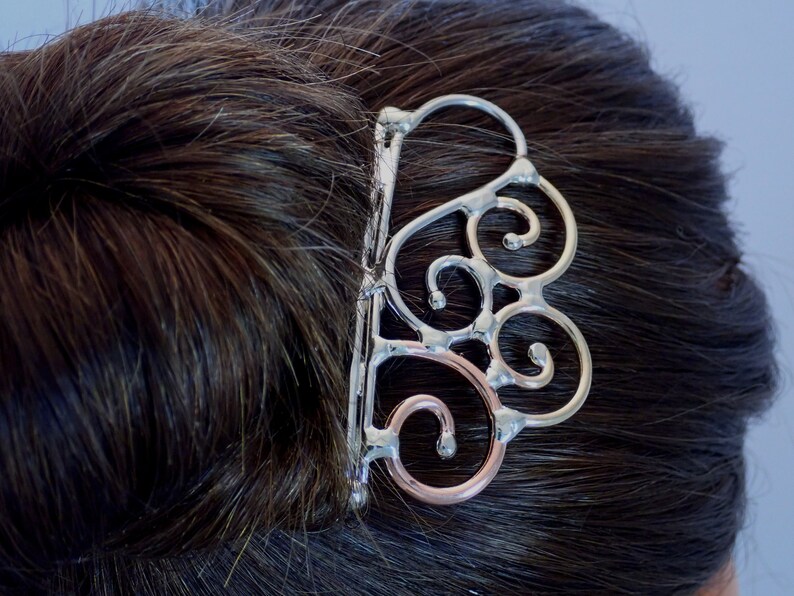 Bronze Copper /& Silver Heart Hair Comb Hair Pin Hair Fork Hair Stick