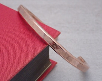 Solid Copper Narrow Cuff Bracelet, Men's or Women's Copper Cuff Bracelet, Gift for him, Gift for her, Custom Sizing
