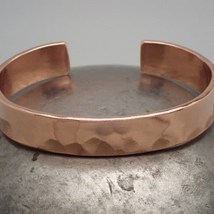 Solid Copper Hammered Cuff Bracelet, Men's or Women's Copper Bracelet, Gift for him, Gift for her, Free Engraving, Stamping, Custom Sizing image 1