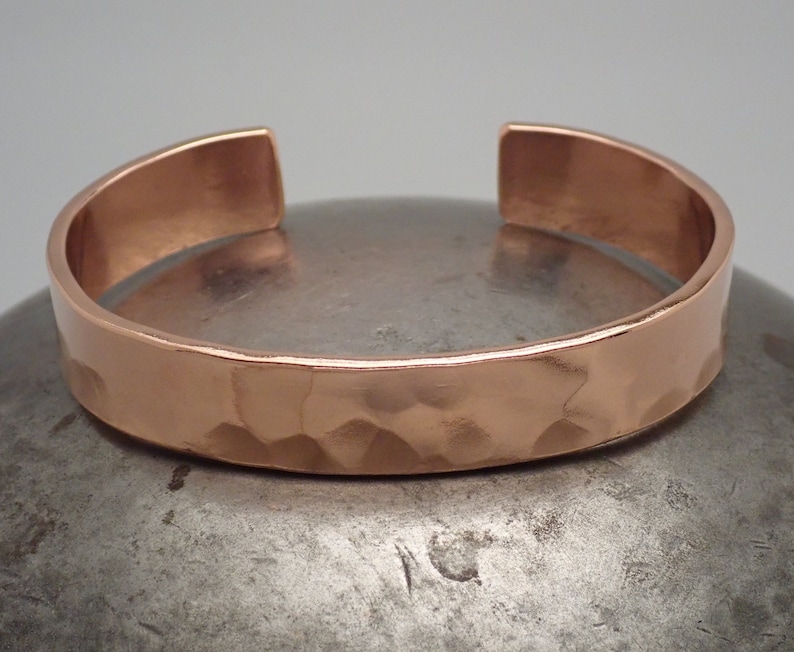 Solid Copper Hammered Cuff Bracelet, Men's or Women's Copper Bracelet, Gift for him, Gift for her, Free Engraving, Stamping, Custom Sizing image 1