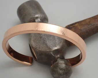 Brushed Finish Solid Copper Cuff Bracelet, Men's or Women's Copper Bracelet, Gift for him or her, Free Engraving, Stamping, Custom Sizing