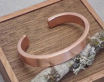 Handmade Thick Solid Copper Cuff Bracelet with Smooth Finish