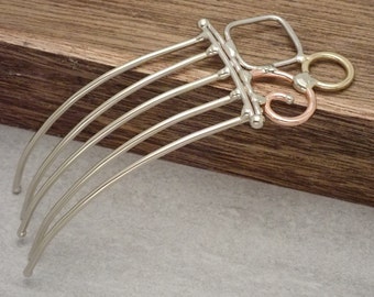 Silver, Copper &  Bronze Circle Hair Fork, Hair Comb, Hair Stick, Hair Pin, Hair Toy, Hair Accessory