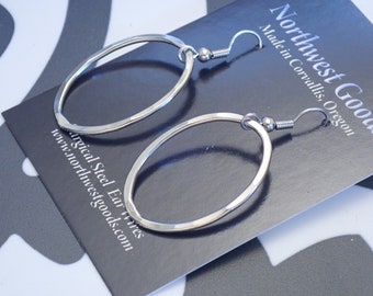 Silver Oval Hoop Earrings