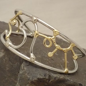Handmade Statement Cuff Bracelet in Bronze & Silver