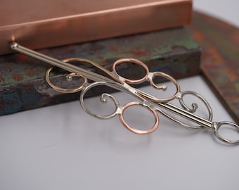 Bronze, Copper, & Silver hair barrette, hair clip, hair slide, hair clasp, hair pin, hair toy, hair accessory