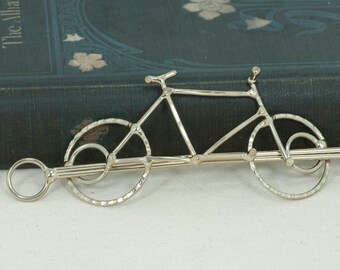 Silver Mountain bike hair barrette, hair slide, hair pin, shawl pin, scarf pin