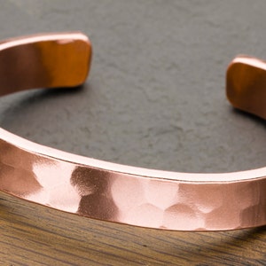 Thick Solid Copper Hammered Cuff Bracelet, Heavy Duty Cuff Bracelet, Gift for him or her, Free Engraving, Stamping, Custom Sizing image 1