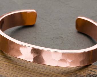 Handmade Copper Cuff Bracelet - Thick Hammered Style