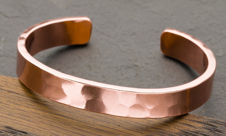 Thick Solid Copper Hammered Cuff Bracelet, Heavy Duty Cuff Bracelet, Gift for him or her, Free Engraving, Stamping, Custom Sizing image 1