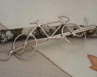 Cycle Cross Bicycle hair slide, Cycle Cross bike hair barrette, shawl pin or scarf pin