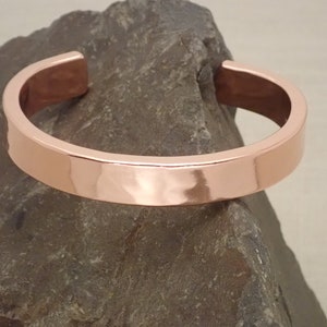 Thick Solid Copper Hammered Cuff Bracelet, Heavy Duty Cuff Bracelet, Gift for him or her, Free Engraving, Stamping, Custom Sizing image 2